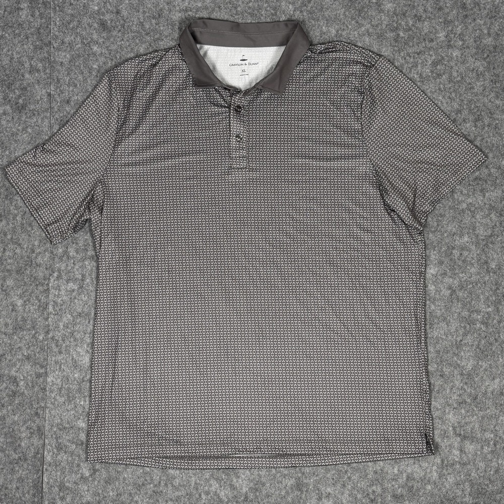 Grayson & Dunn Polo Shirt XL Performance Golf All Over Print  Stretch Mens